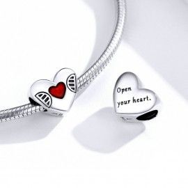 Sterling silver charm Open your heart