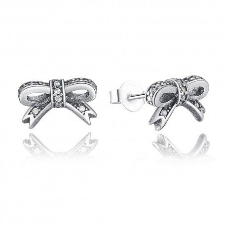Silver earrings Bow tie