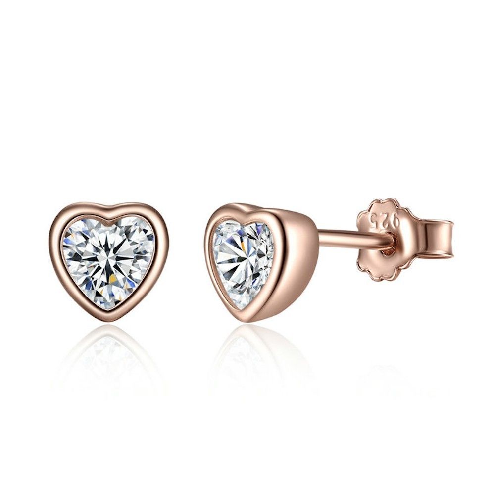Silver earrings Shiny heart
