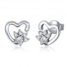 Silver earrings Classic heart