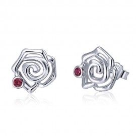 Silver earrings Rose flower