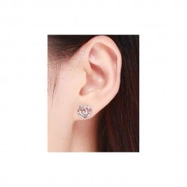 Silver earrings Rose flower