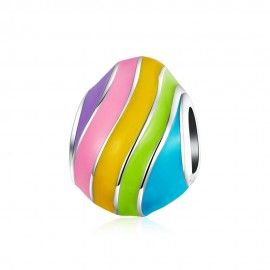 Charm in argento Uovo arcobaleno