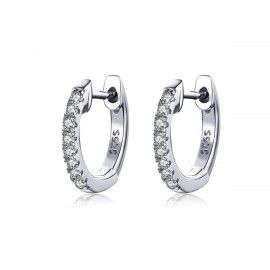Silver earrings Sparkling circle white