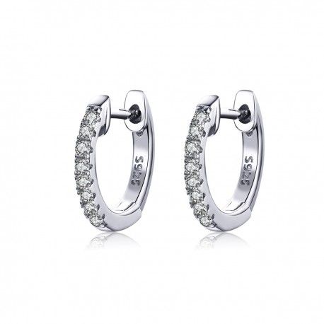 Silver earrings Sparkling circle white