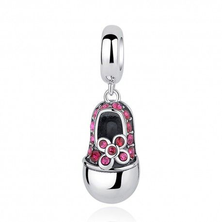 Sterling silver pendant charm slipper with zirconia