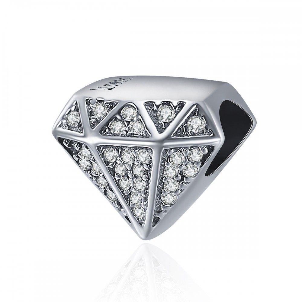 Sterling Silber Charm geometrische Form mit Zirkoniasteinen