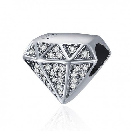 Sterling silver charm Geomatric shape with zirconia stones