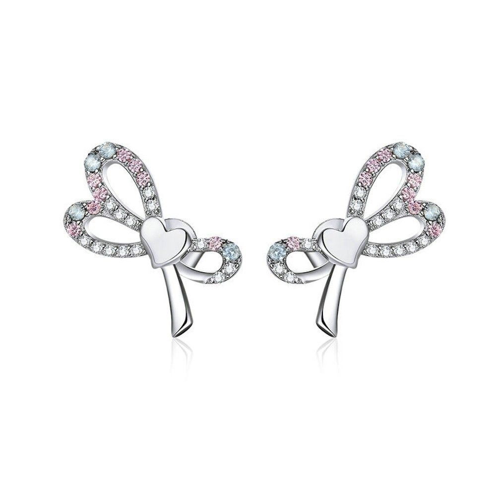 Silver earrings Bowknot