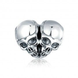Sterling silver charm Punk skulls heart