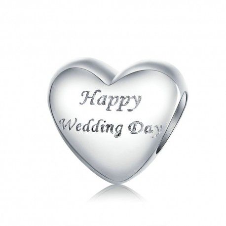 Charm en plata de Ley Feliz día de boda