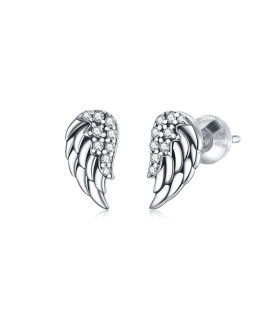 Silver earrings Vintage wings