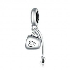 Sterling silver pendant charm Toothbrush and cup