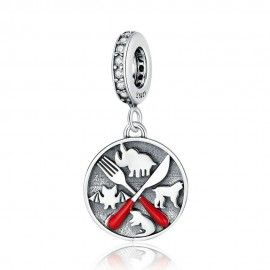 Sterling silver pendant charm Don't eat wild animals