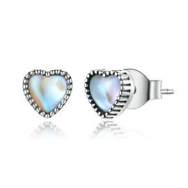 Silver earrings Heart of glass