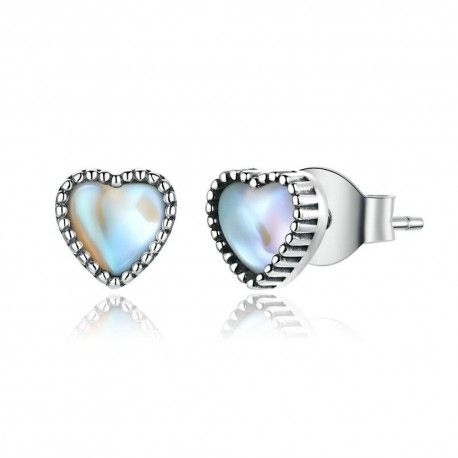 Pendientes de plata Corazón de vidrio