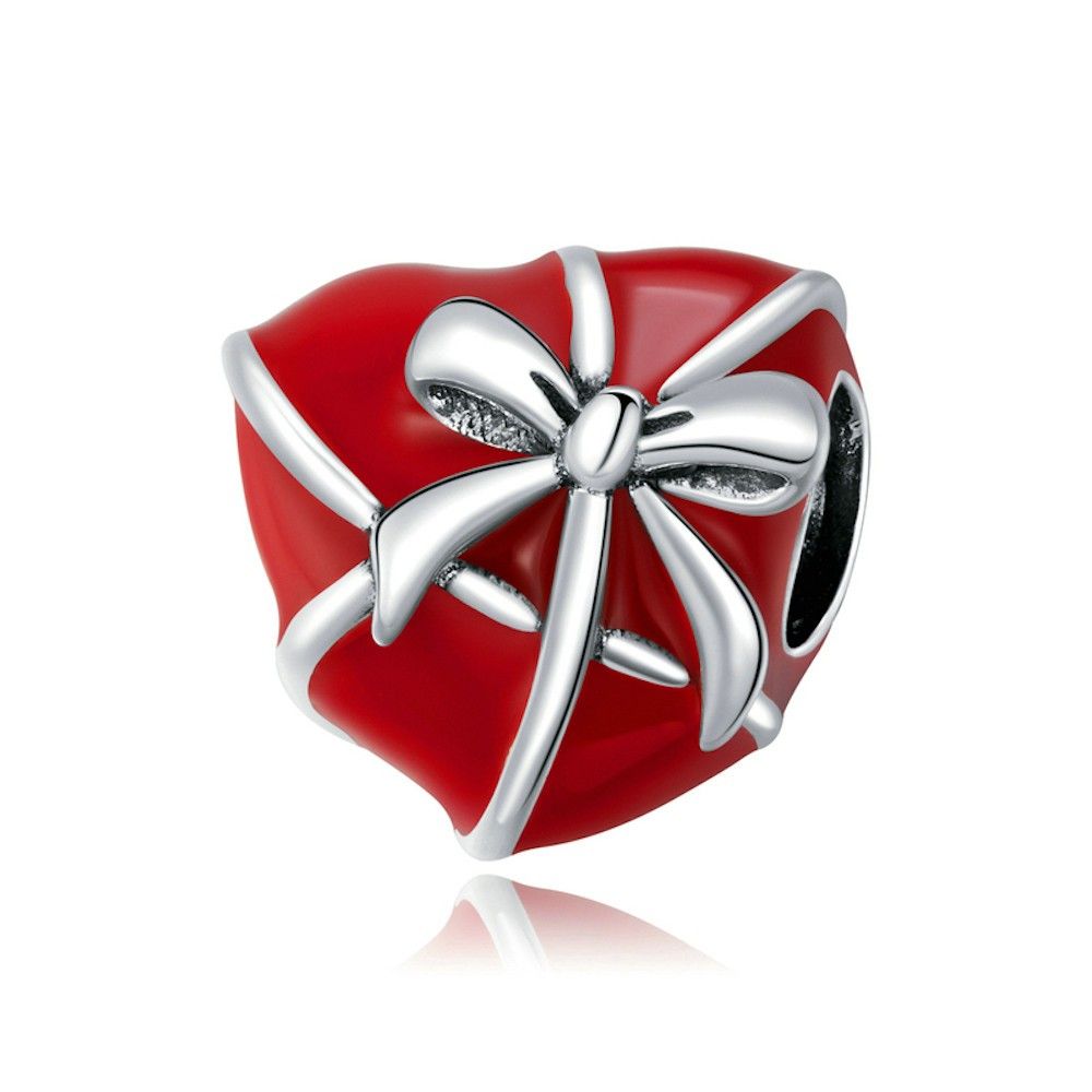 Sterling silver charm Gift box heart