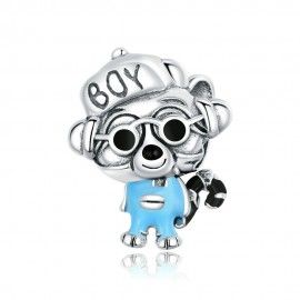 Sterling silver charm Music raccoon