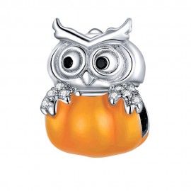 Sterling silver charm Pumpkin owl