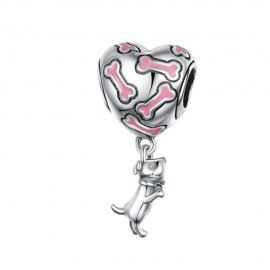 Sterling silver pendant charm Love puppy