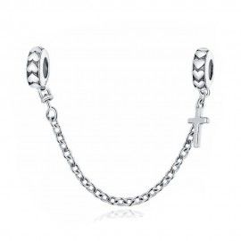 Sterling silver safety chain Simple cross