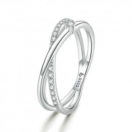 Sterling silver ring Interweaving lines