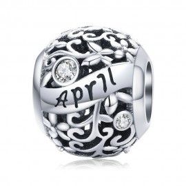Charm in argento Mese del compleanno Aprile