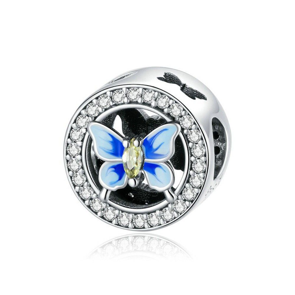 Sterling silver charm Colorful butterfly