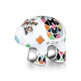 Sterling silver charm Colorful elephant