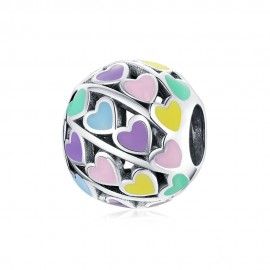 Charm in argento Cuore arcobaleno