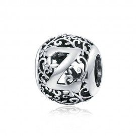 Sterling silver alphabet charm Romantic letter Z
