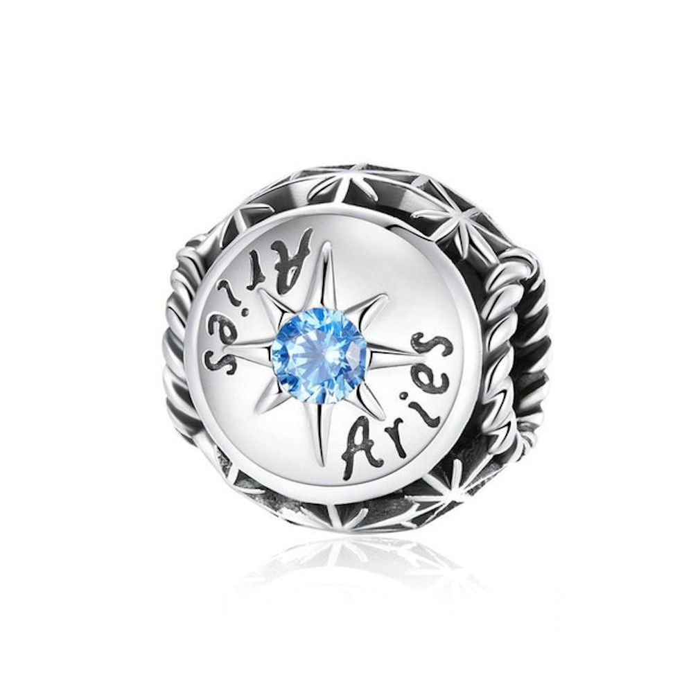 Sterling silver charm Zodiac sign Aries with zirconia