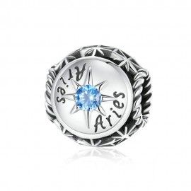 Sterling silver charm Zodiac sign Aries with zirconia
