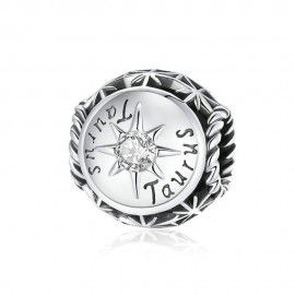 Sterling silver charm Zodiac sign Taurus with zirconia