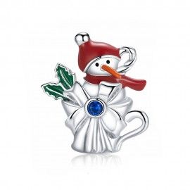 Sterling silver charm Snowman in a cup