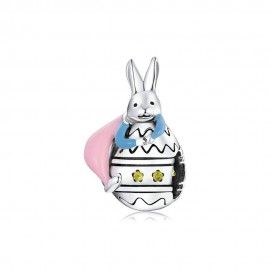 Sterling silver charm Rabbit with egg