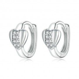 Silver earrings Shiny heart