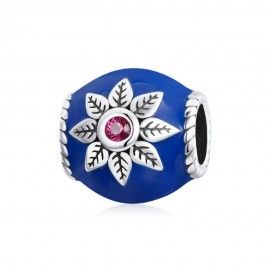 Sterling silver charm Colorful lotus flower