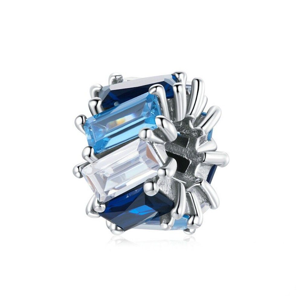 Sterling silver charm Blue square