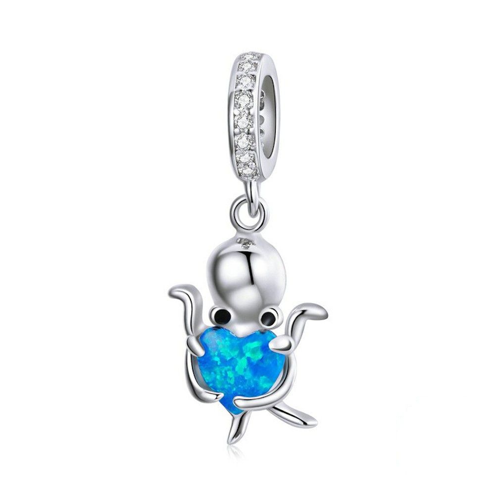 Sterling silver pendant charm Octopus