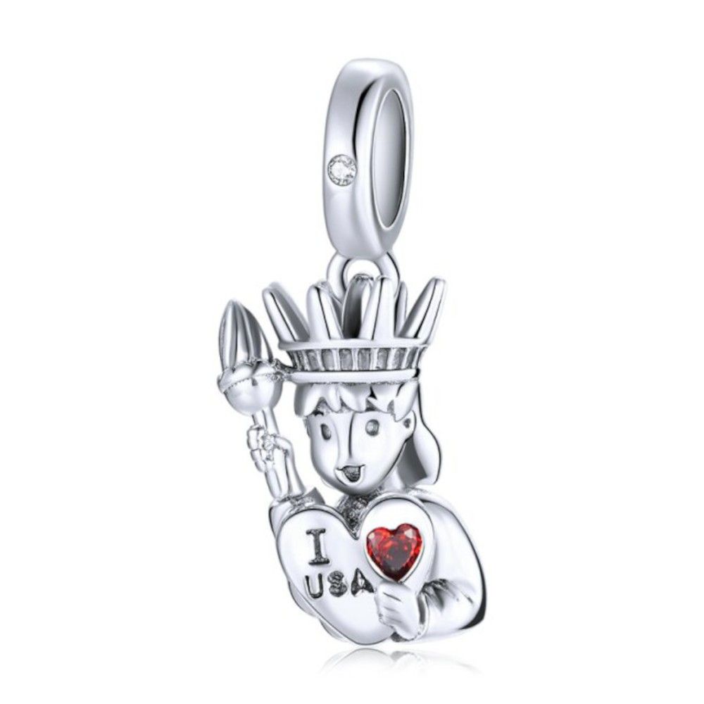 Sterling silver pendant charm I love USA