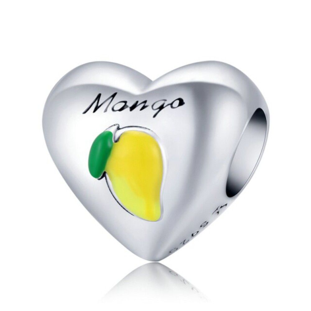 Zilveren bedel Ik hou van mango