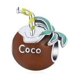 Sterling silver charm Coconut drink