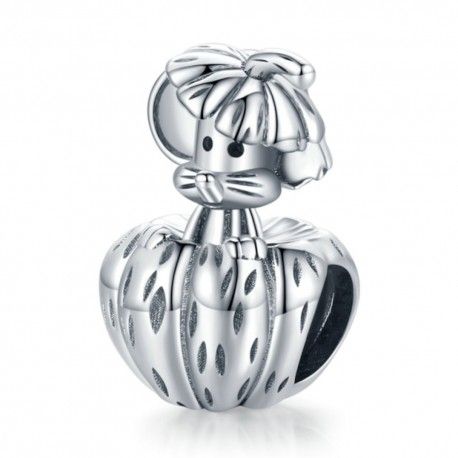 Sterling silver charm Pumpkin with mouse