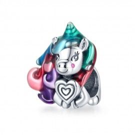 Charm en plata de Ley Pony colorido