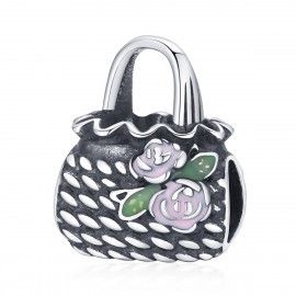 Sterling silver charm Woven handbag
