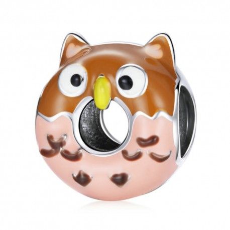 Sterling silver charm Owl donut