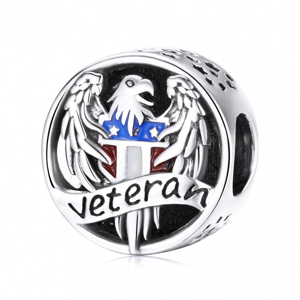 Sterling silver charm Veteran stay strong