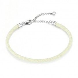 White textile charm bracelet with sterling silver clasp