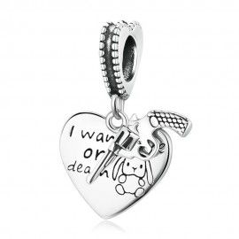 Sterling silver pendant charm  I want love or death